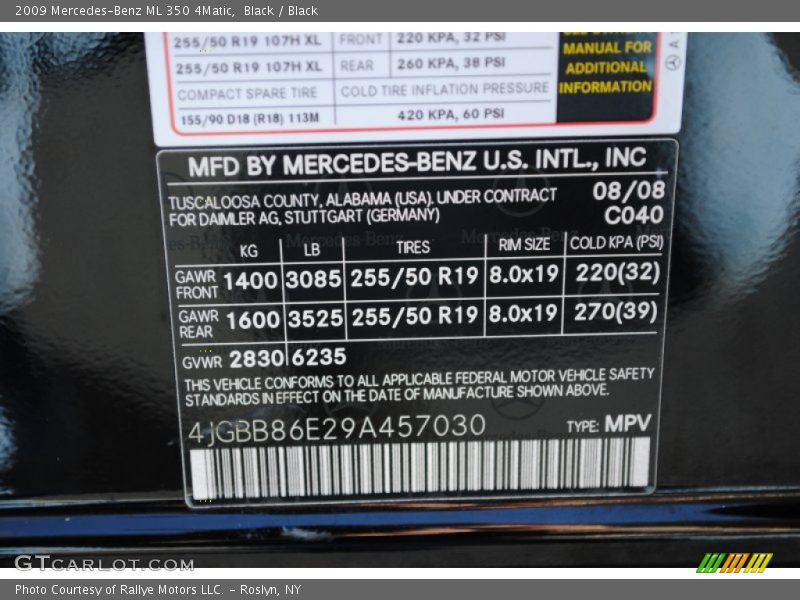 Black / Black 2009 Mercedes-Benz ML 350 4Matic
