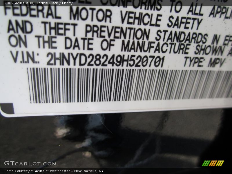 Formal Black / Ebony 2009 Acura MDX
