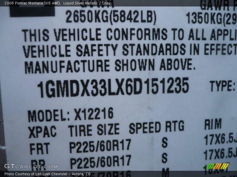 Liquid Silver Metallic / Gray 2006 Pontiac Montana SV6 AWD