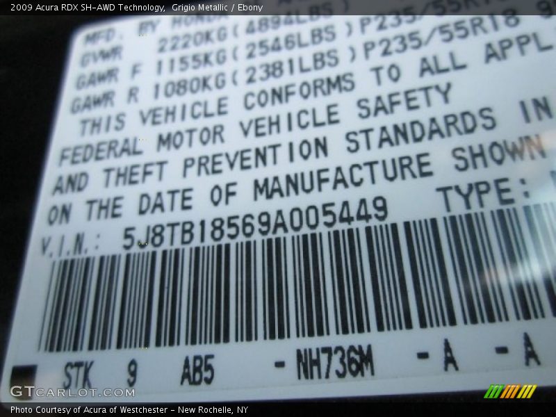 Grigio Metallic / Ebony 2009 Acura RDX SH-AWD Technology