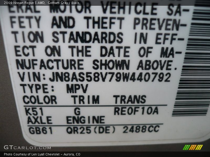 Gotham Gray / Black 2009 Nissan Rogue S AWD