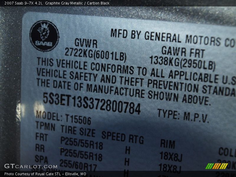 Graphite Gray Metallic / Carbon Black 2007 Saab 9-7X 4.2i