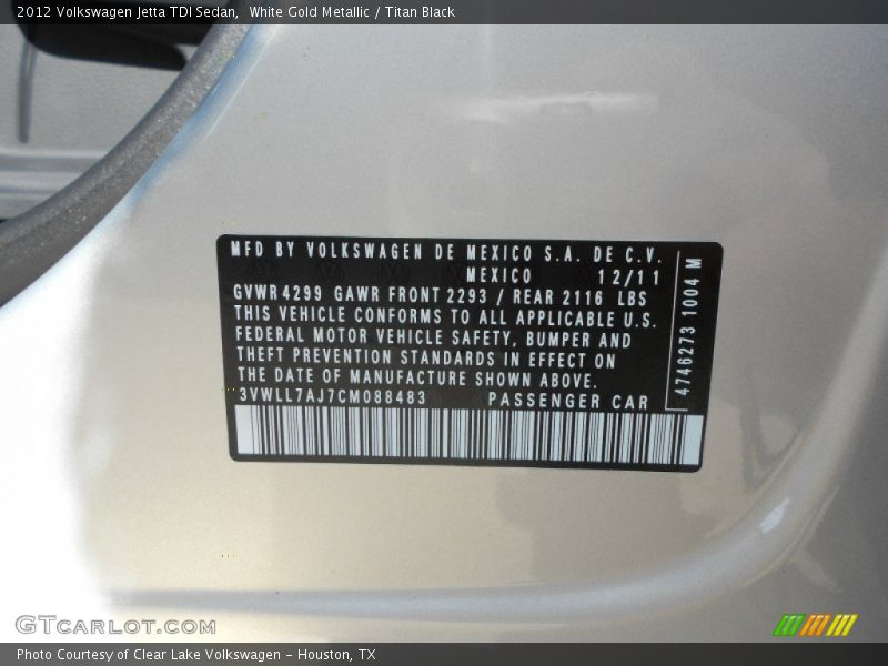 White Gold Metallic / Titan Black 2012 Volkswagen Jetta TDI Sedan
