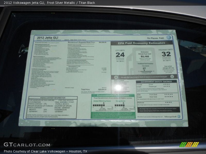  2012 Jetta GLI Window Sticker
