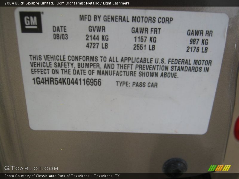 Light Bronzemist Metallic / Light Cashmere 2004 Buick LeSabre Limited