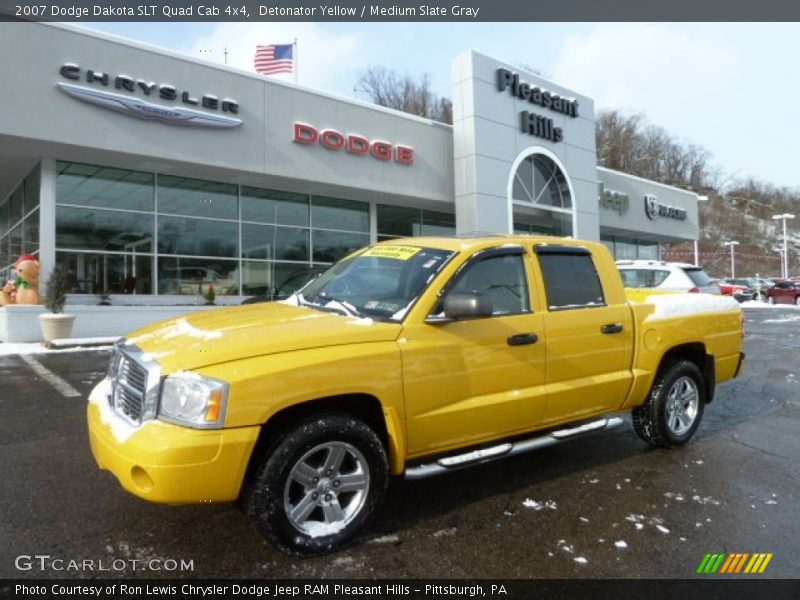 Detonator Yellow / Medium Slate Gray 2007 Dodge Dakota SLT Quad Cab 4x4