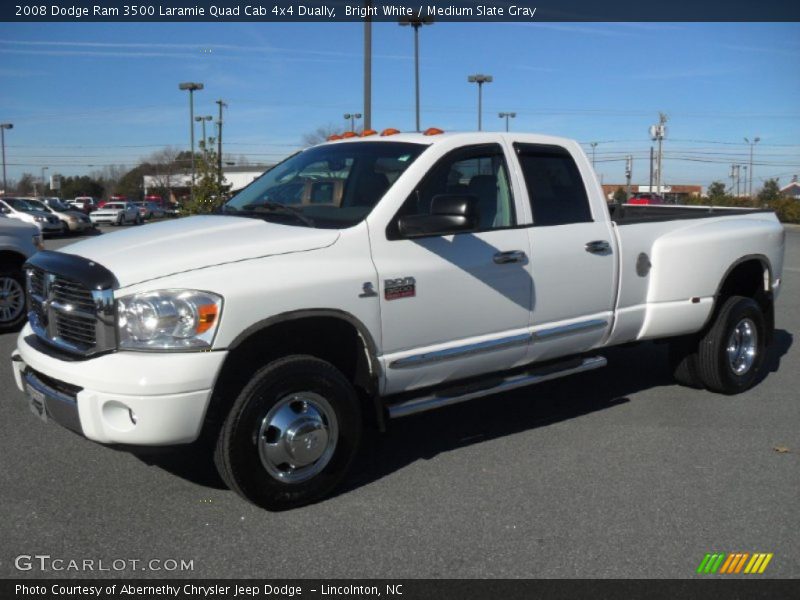 Bright White / Medium Slate Gray 2008 Dodge Ram 3500 Laramie Quad Cab 4x4 Dually