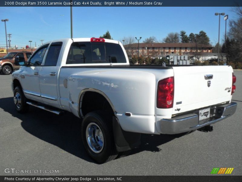 Bright White / Medium Slate Gray 2008 Dodge Ram 3500 Laramie Quad Cab 4x4 Dually