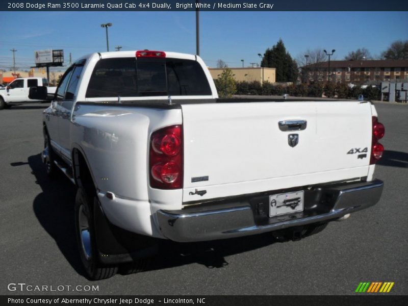 Bright White / Medium Slate Gray 2008 Dodge Ram 3500 Laramie Quad Cab 4x4 Dually