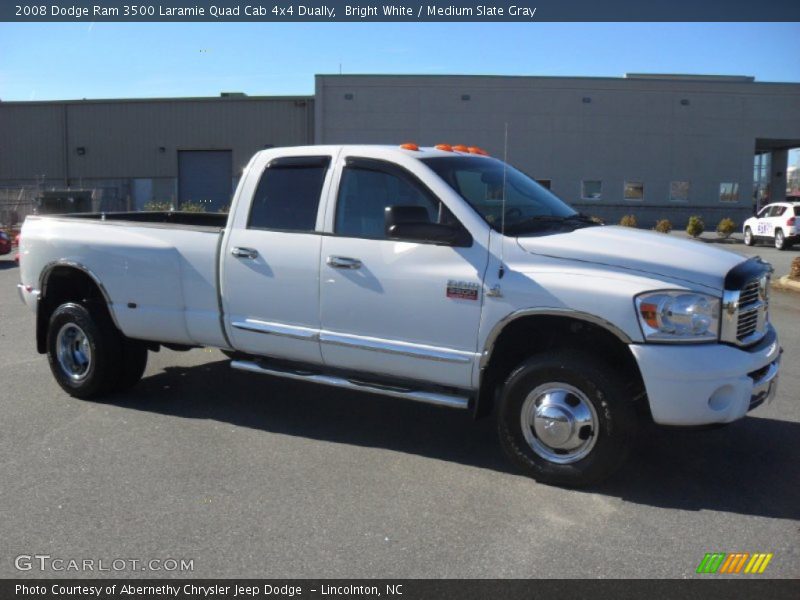 Bright White / Medium Slate Gray 2008 Dodge Ram 3500 Laramie Quad Cab 4x4 Dually