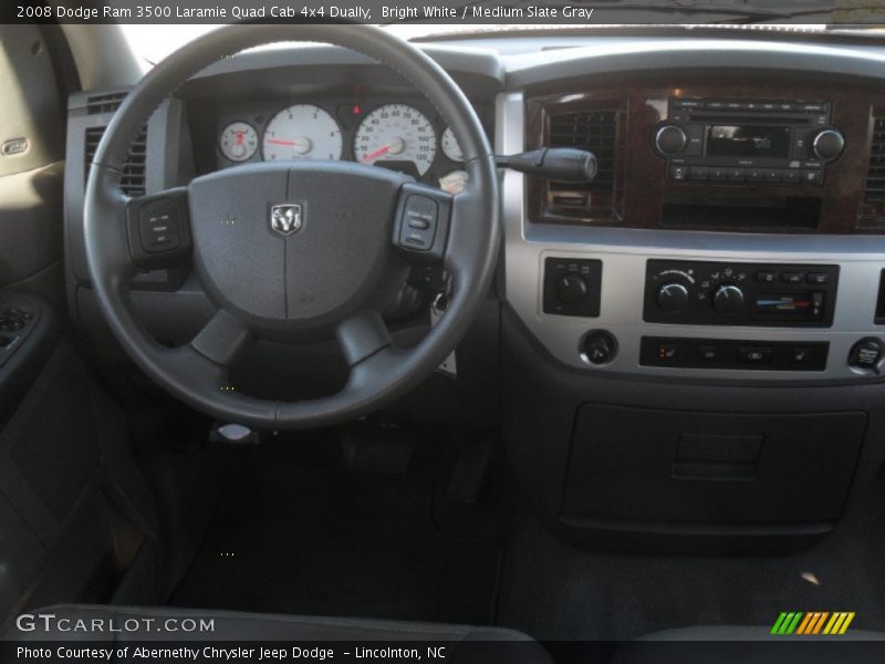 Bright White / Medium Slate Gray 2008 Dodge Ram 3500 Laramie Quad Cab 4x4 Dually