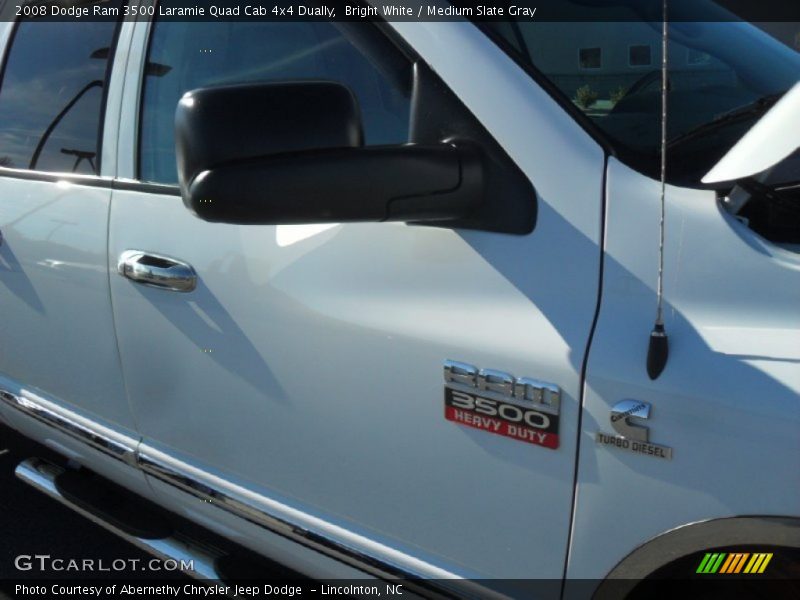 Bright White / Medium Slate Gray 2008 Dodge Ram 3500 Laramie Quad Cab 4x4 Dually