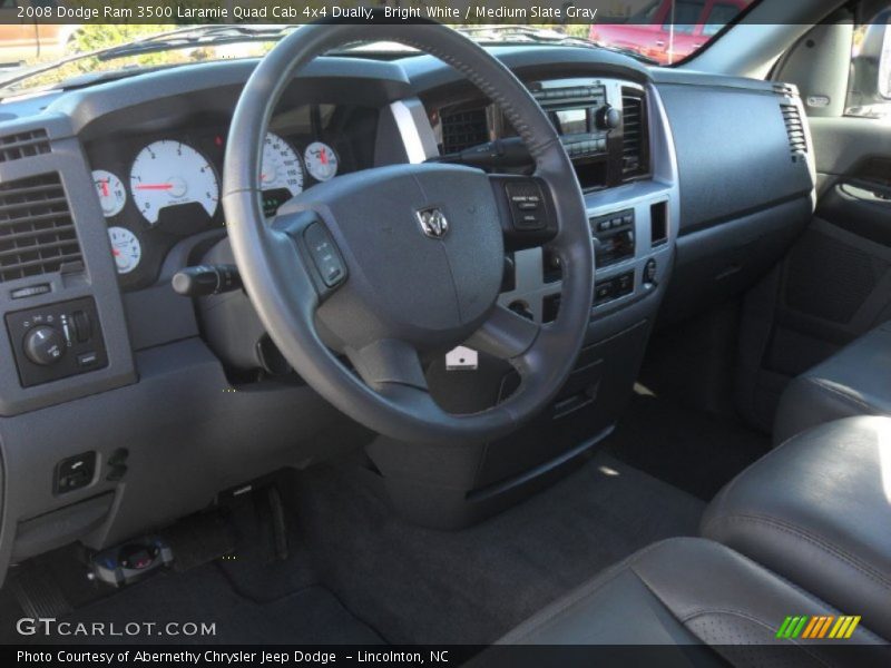 Bright White / Medium Slate Gray 2008 Dodge Ram 3500 Laramie Quad Cab 4x4 Dually