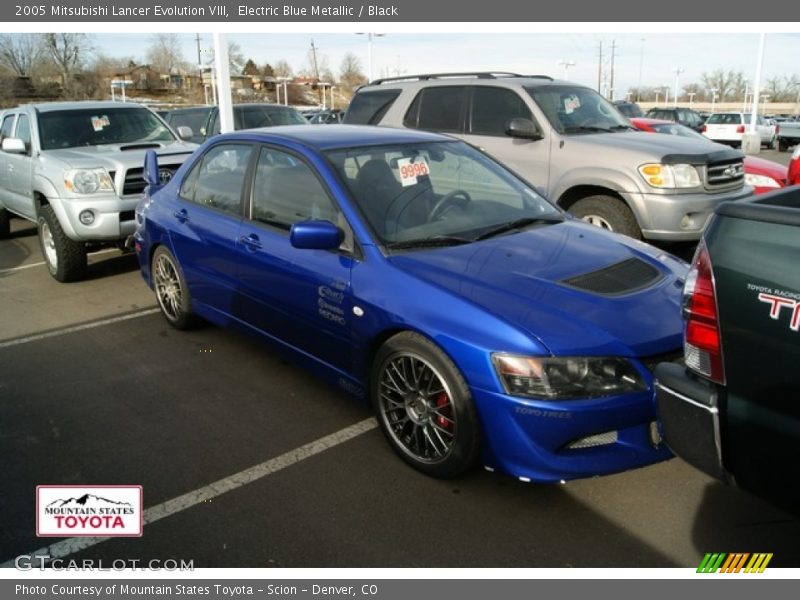 Electric Blue Metallic / Black 2005 Mitsubishi Lancer Evolution VIII