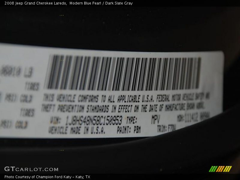 Modern Blue Pearl / Dark Slate Gray 2008 Jeep Grand Cherokee Laredo