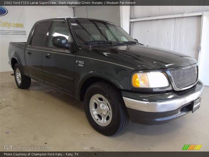 Dark Highland Green Metallic / Medium Parchment 2002 Ford F150 Lariat SuperCrew