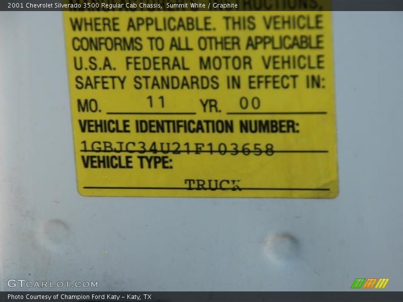 Summit White / Graphite 2001 Chevrolet Silverado 3500 Regular Cab Chassis