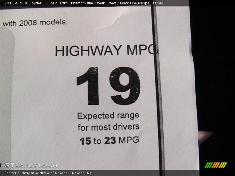  2011 R8 Spyder 5.2 FSI quattro Window Sticker