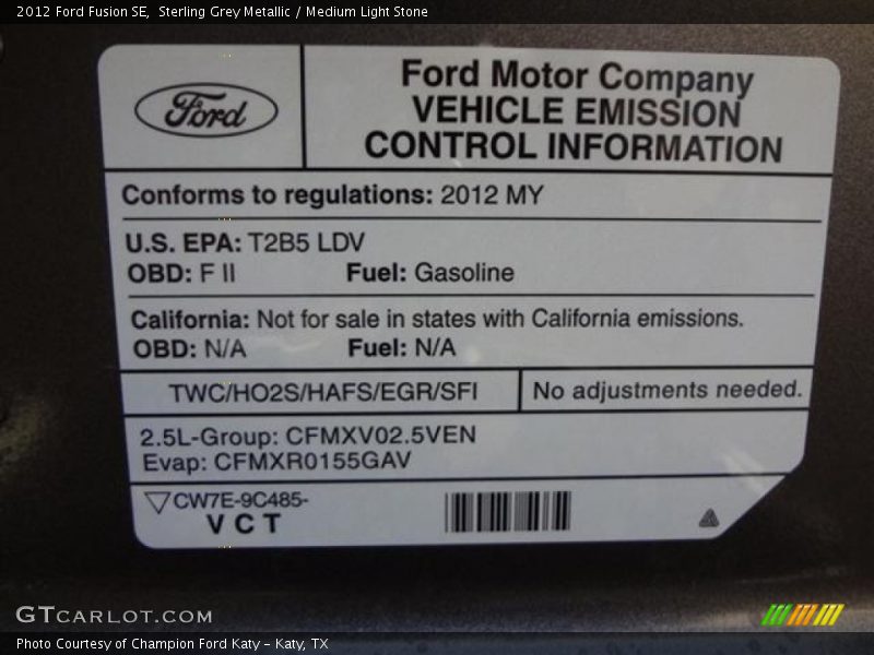 Sterling Grey Metallic / Medium Light Stone 2012 Ford Fusion SE