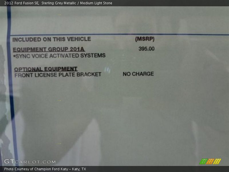 Sterling Grey Metallic / Medium Light Stone 2012 Ford Fusion SE
