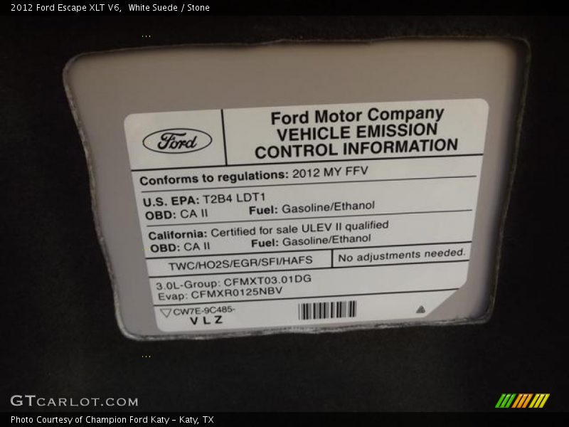 White Suede / Stone 2012 Ford Escape XLT V6