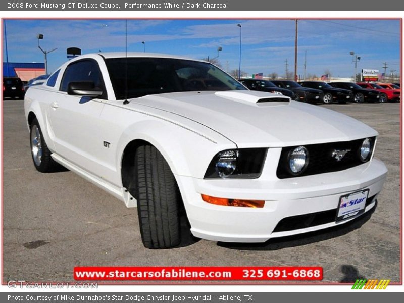 Performance White / Dark Charcoal 2008 Ford Mustang GT Deluxe Coupe