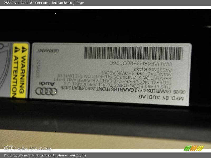 Brilliant Black / Beige 2009 Audi A4 2.0T Cabriolet