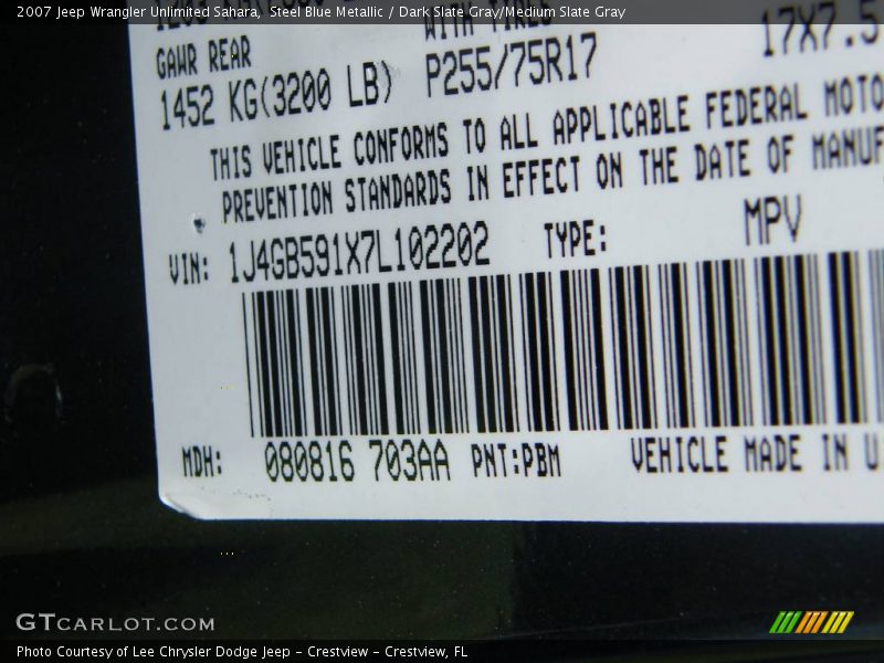 Steel Blue Metallic / Dark Slate Gray/Medium Slate Gray 2007 Jeep Wrangler Unlimited Sahara