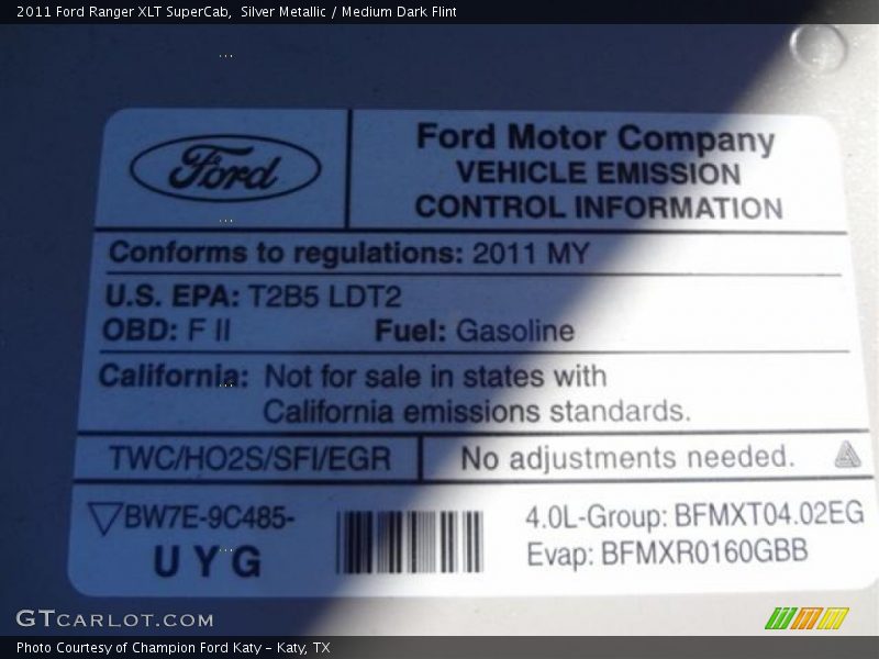 Silver Metallic / Medium Dark Flint 2011 Ford Ranger XLT SuperCab