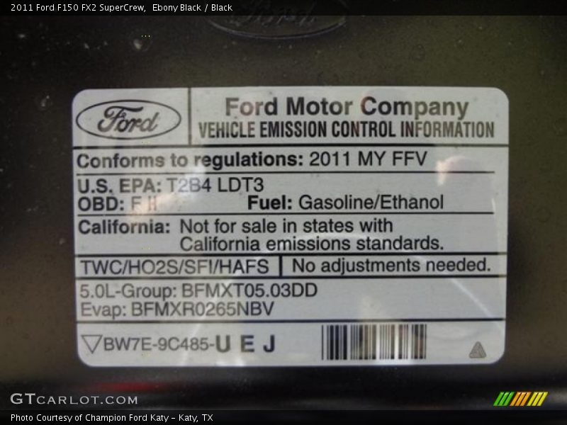 Ebony Black / Black 2011 Ford F150 FX2 SuperCrew