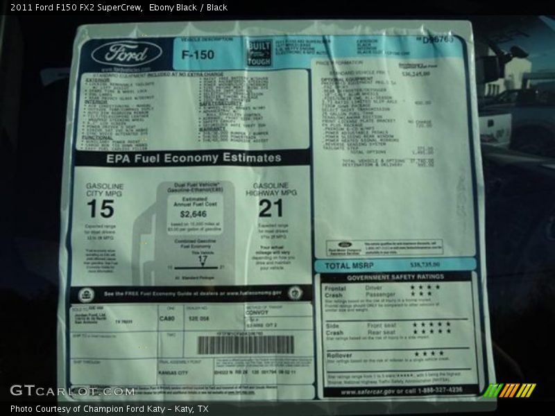 Ebony Black / Black 2011 Ford F150 FX2 SuperCrew