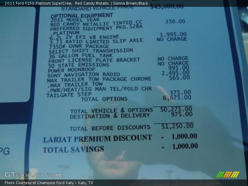 2011 F150 Platinum SuperCrew Window Sticker