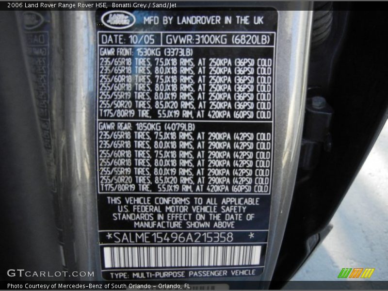 Bonatti Grey / Sand/Jet 2006 Land Rover Range Rover HSE