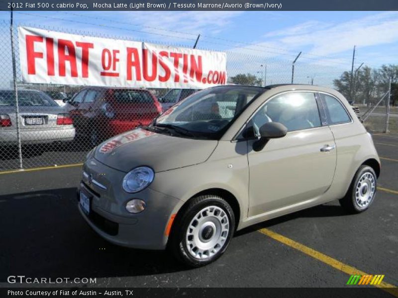 Mocha Latte (Light Brown) / Tessuto Marrone/Avorio (Brown/Ivory) 2012 Fiat 500 c cabrio Pop