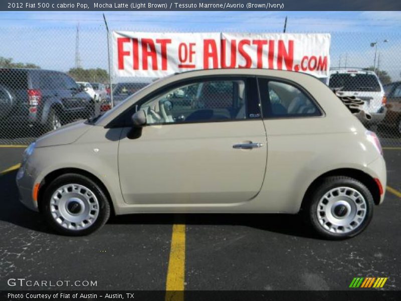 Mocha Latte (Light Brown) / Tessuto Marrone/Avorio (Brown/Ivory) 2012 Fiat 500 c cabrio Pop