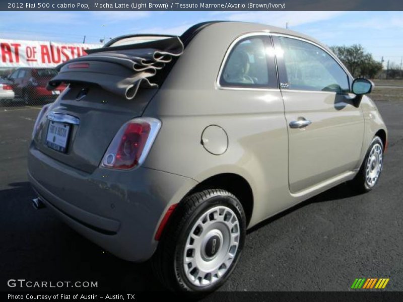 Mocha Latte (Light Brown) / Tessuto Marrone/Avorio (Brown/Ivory) 2012 Fiat 500 c cabrio Pop