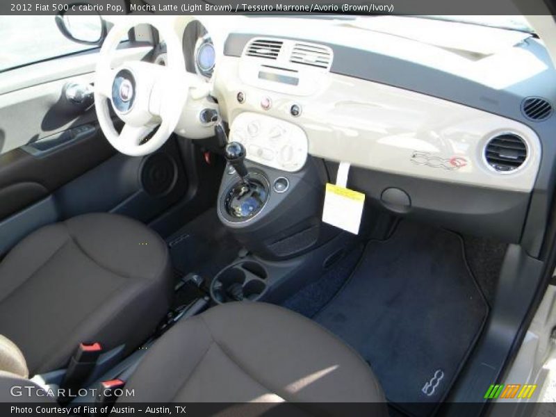 Mocha Latte (Light Brown) / Tessuto Marrone/Avorio (Brown/Ivory) 2012 Fiat 500 c cabrio Pop