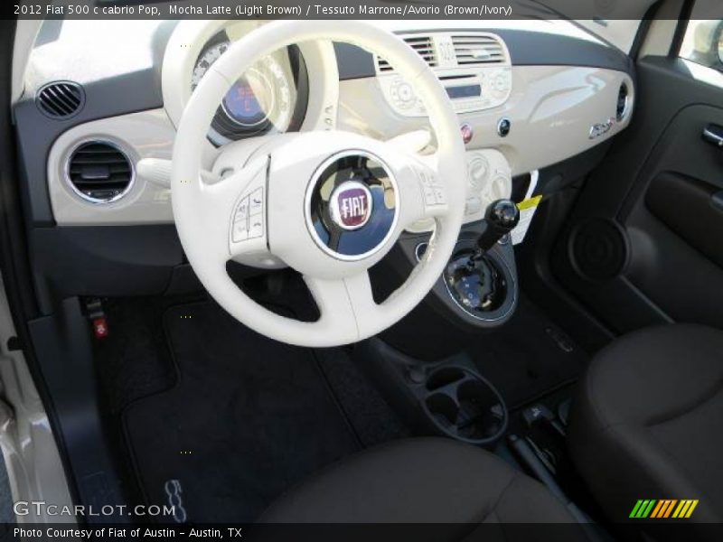 Mocha Latte (Light Brown) / Tessuto Marrone/Avorio (Brown/Ivory) 2012 Fiat 500 c cabrio Pop