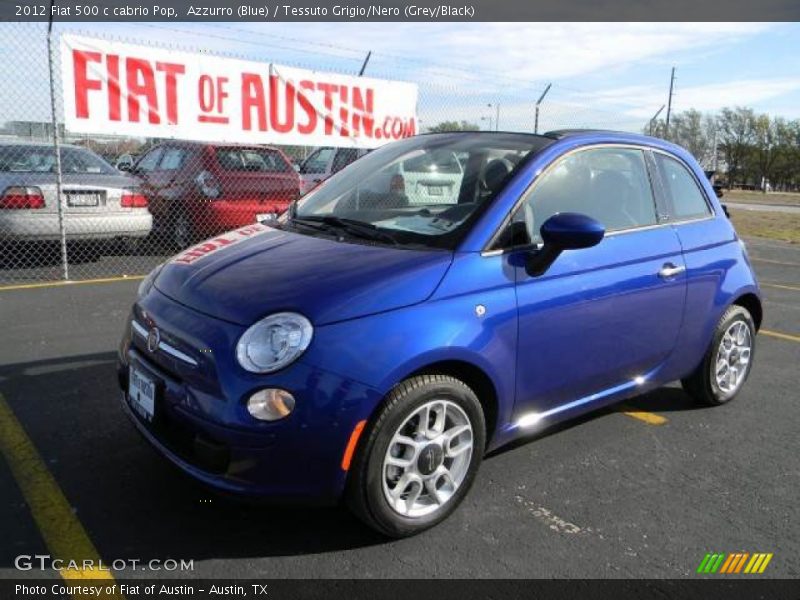 Azzurro (Blue) / Tessuto Grigio/Nero (Grey/Black) 2012 Fiat 500 c cabrio Pop