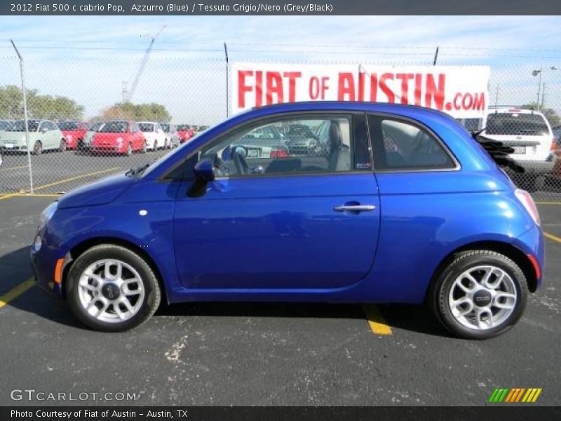 Azzurro (Blue) / Tessuto Grigio/Nero (Grey/Black) 2012 Fiat 500 c cabrio Pop