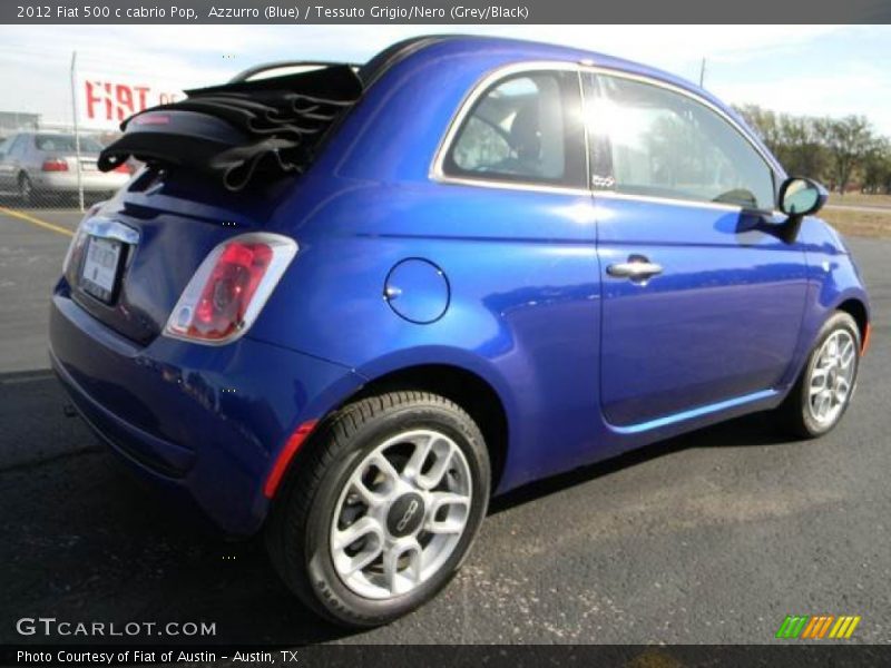 Azzurro (Blue) / Tessuto Grigio/Nero (Grey/Black) 2012 Fiat 500 c cabrio Pop