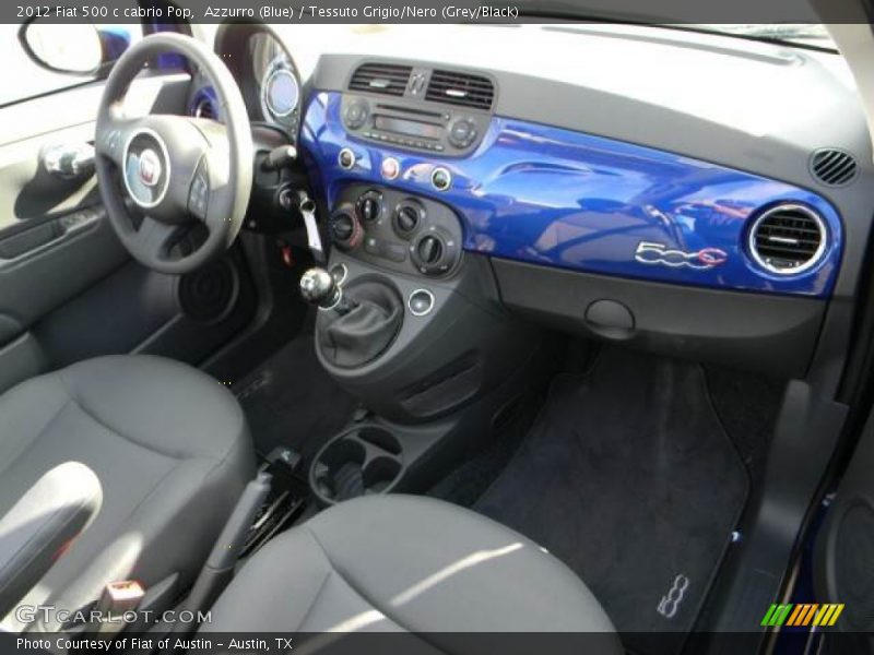 Azzurro (Blue) / Tessuto Grigio/Nero (Grey/Black) 2012 Fiat 500 c cabrio Pop
