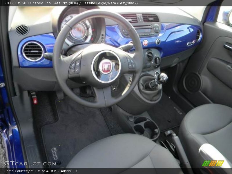 Azzurro (Blue) / Tessuto Grigio/Nero (Grey/Black) 2012 Fiat 500 c cabrio Pop