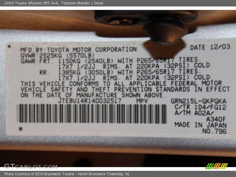 Titanium Metallic / Stone 2004 Toyota 4Runner SR5 4x4