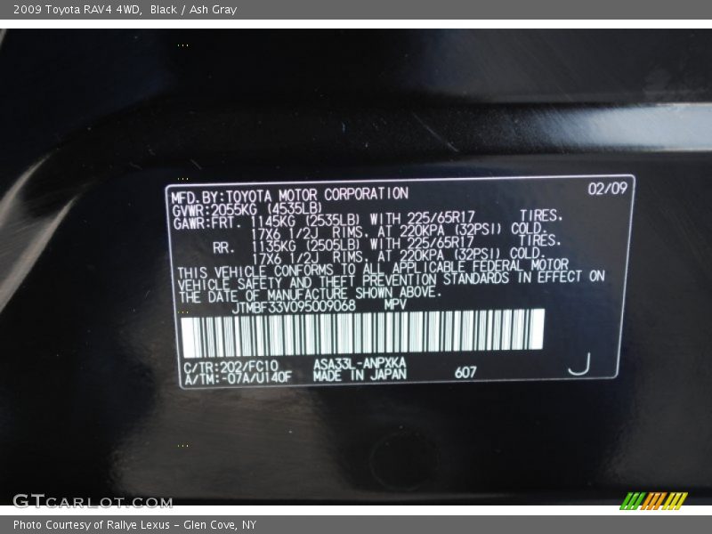 Black / Ash Gray 2009 Toyota RAV4 4WD