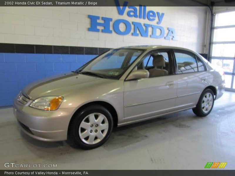 Titanium Metallic / Beige 2002 Honda Civic EX Sedan