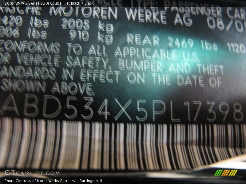 Jet Black / Black 2005 BMW 3 Series 330i Coupe
