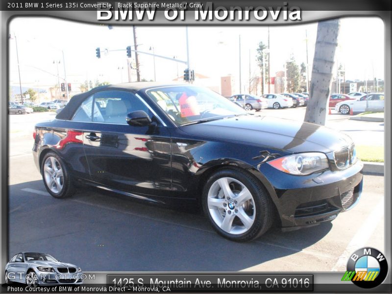 Black Sapphire Metallic / Gray 2011 BMW 1 Series 135i Convertible