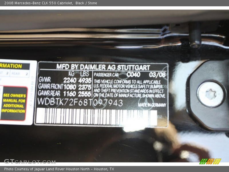 Black / Stone 2008 Mercedes-Benz CLK 550 Cabriolet