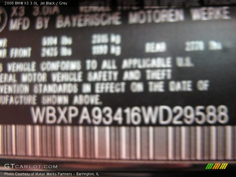 Jet Black / Grey 2006 BMW X3 3.0i